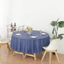 (12-Pack Heavy Duty Plastic Table Covers Tablecloth (Reusable) (Round 84", Navy Blue) - 藏蓝色 - 查看 7
