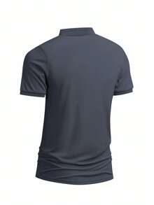 GRDR Men's Casual Solid Color Short Sleeve POLO Shirt, Summer - Dark Grey - View 3