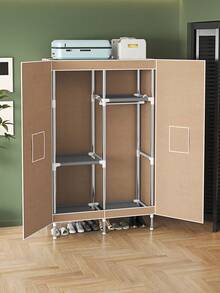1pc New Portable Wardrobe Closet, Magnetic Double Door, Modern Minimalist Design, Steel Pipe Frame Structure, Reinforced Tube (19mm) Durable, Interior Hanging Rail & Multi-Layer Storage Shelves For Clothes And Daily Items, Suitable For Home, Bedroom, Apartment, Rental - Multicolor - View 3