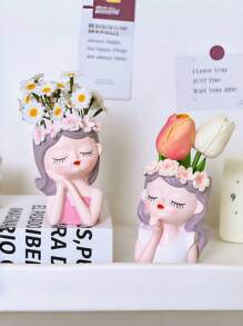 Multi-Functional Cosmetic Brush Storage Bucket, Pen Container, Ornaments, Vases, Bathroom Dresser And Office Desktop Multi-Functional Storage Box With Bright Girl Shape, Suitable For Multi-Functional Storage Flowerpots In Restaurants, Bathrooms, Rooms And Other Places.
