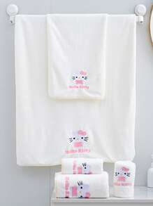 Sanrio 1 Stück Sanrio süße Cartoon Figur Hello Kitty Korallen Fleece, weiches, saugfähiges, schnell trocknendes, nicht abblätterndes Hand-/Handtuch, Badezimmer Accessoires, Handtuchgröße 34*75cm, Badetuchgröße 70*140cm, Schulstart
