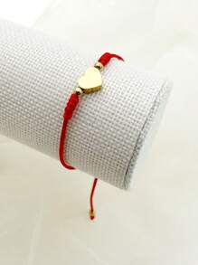 Mazuer 1 pieza Pulsera de cuerda roja con forma de corazón y diseño minimalista con temática de playa de verano y vintage para mujer, diseño versátil para citas, regalos bohemios, festivales, fiestas, uso diario y vacaciones