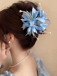1 Stück Damen Haarklammer mit chinesischer Cosmea Blume, eleganter hochwertiger süßer Seitenzwicker Haaraccessoire Mode Haaraccessoire elegante Haarspange
