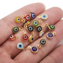 20 Pieces Of 304 Stainless Steel 18k Gold-Plated Enamel Teardrop-Shaped Pendants In Yellow, Red And Other Colours, Single-Hole Devil's Eye Pendants, Suitable For Women's Everyday Wear, Handmade Pendant Bracelet DIY Jewellery Accessories Pendants.