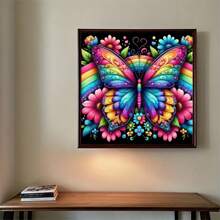 1 Stück 5D Diamant-Malerei Set, 30*30cm oder 40*40cm, Schmetterling & Blumen Muster, geeignet für Erwachsene Anfänger DIY Mosaik Diamant Kunst, Full Drill Handarbeit Diamant Malerei Design, Dekoration für Wohnzimmer, Schlafzimmer, Büro, Überraschungsgeschenk für Familie & Freunde