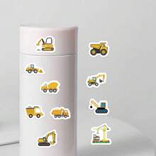 500 件工程车辆贴纸包，适用于笔记本、账簿、水杯、滑板、墙面装饰、万圣节和圣诞节礼物、学校用品、返校 - 彩色 - 查看 5