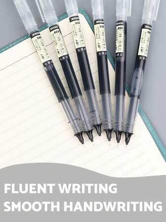 12pcs 0.5mm Liquid Ink Rollerball Pens, Quick-Drying Black Ballpoint Pens, Large Capacity Disposable Signature Pens, Durable Writing Pens