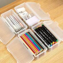 1 pièce Grande boîte de rangement de articles de papeterie transparente, porte-crayons de couleur, stylos aquarelle, porte-pinceau de peinture, sac à crayons pour dessin d'étudiant, organisateur de fournitures de bureau, retour à l'école, fournitures scolaires, trousse à crayons, sac d'école