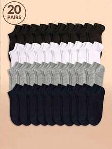 30/20/10/5/3/1 双纯色踝袜，男士袜子，柔软轻便，百搭男女通用袜子，适合健身房 2025 - 彩色 - 查看 1