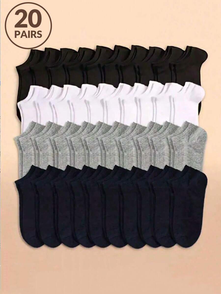 30/20/10/5/3/1 双纯色踝袜，男士袜子，柔软轻便，百搭男女通用袜子，适合健身房 2025 - 彩色 - 查看 1