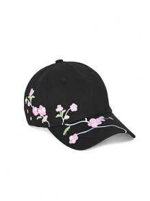 1pc Flower Embroidered Baseball Cap, Washable Adjustable Hat, Fashion Breathable Versatile Outdoor Sun Visor, Great Gift For Holidays
