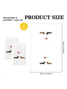 2Pcs Valentine's Day Kitchen Towels Dog Element Atmosphere Sense Gifts Family Dinner Personalized Lots And Lots Of Dachshunds Patternbathroom Towel (Microfiber Material) - White - View 2