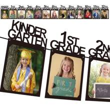 13pcs Graduation Party Decorations 2025 Graduation Photo Banner For Class Of 2025 Decorations K-12 Photo Display For High 5th 8th Grade Graduation Party Supplies(Black)