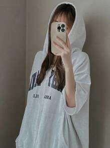 A Popular Item For Summer, Thin Short-Sleeved Tops, Short-Sleeved Hoodies, Alphabet Embroidery, Loose-Fitting, Casual Fashion For Work