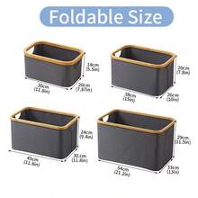 1pc Uncovered Fabric Foldable Handled Storage Basket, Tabletop Desktop Organizer Bin For Bedroom Laundry Closet, Large Capacity Toy Clothing Container With Portable Design - Grey - View 1