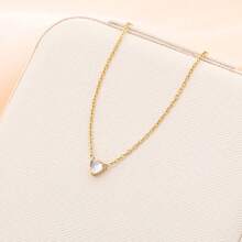 1pc Minimalist Stainless Steel 12 Birth Zodiac Birthstone Heart Pendant Necklace, Monthly Stone