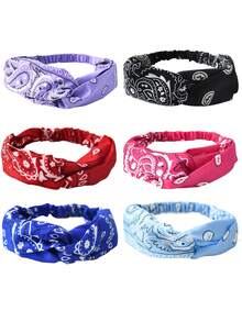 1条腰果花彩色发带，弹力运动瑜伽吸汗头巾，男女通用，秋冬季发饰，适合度假装扮，优雅围巾，柔软头巾