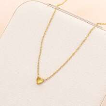 1pc Minimalist Stainless Steel 12 Birth Zodiac Birthstone Heart Pendant Necklace, Monthly Stone