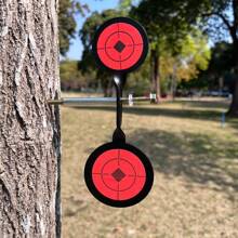 Thickened, Durable And Strong 3mm Stainless Steel Double Round Wooden Pole Tree Target For Slingshot Practice