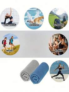 Toalla refrescante con funda de silicona, toalla de hielo de fibra ultrafina, toalla de hielo suave y transpirable para ejercicio, yoga, deportes, conjunto de silicona para viajes, ocio al aire libre, deportes, toalla que absorbe el sudor de secado rápido y ligera, para enfriar el cuello - Multicolor - Ver 4