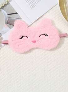 Cute Cartoon Cat Design Plush Sleep Eye Mask, Fashionable