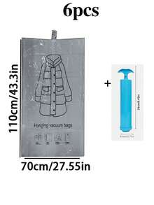 1件家用悬挂式真空压缩袋，衣物分类袋，大号真空袋，省空间悬挂式羽绒服收纳袋，搬家用品衣柜收纳袋，卧室收纳袋，可重复使用，居家收纳，干洗服装防尘罩，女士白色T恤，女士黑色裤子，女士冬装，女士优雅连衣裙，女士长袖白衬衫，极简主义，夏季上衣，加厚悬挂式真空压缩收纳袋，多孔悬挂式服装袋，带拉链包边，极简主义风格 - 彩色 - 查看 15