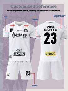 High End White Football Suit Set, Training Match Suit, Simple Embroidery, Supports Personalized Customization,Stylish,Fashion,Hipster,Casual,Minimal Chic,Personalized,Customized,Custom,Unique,Guy Costumes,Capsule Wardrobe,Men Basic/Street Style,Ideal Gifts For Him,Boyfriend,Family,Friends,For Birthdays,For Vacation/Holiday,For School/Competition,For Sports/Climbing