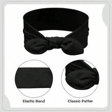 2pcs Black Bow Headbands, 7" Extra Wide Non-Slip Headwraps For Women, Polyester Hair Accessories For Workout, Turban Fashion Hair Band, Hairband Fall Winter For Vacation Outfits Woman Elegant Scarf Women Bandanas Soft Headwrap Summer Outfits,Travel,Birthday - Multicolor - View 3