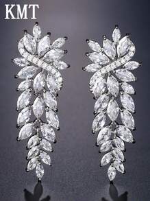KMT 2 piezas Pendientes elegantes de envolver alrededor de la oreja con cúbicos de zirconia engastados en cobre para mujer, aptos para uso en bodas y como regalo