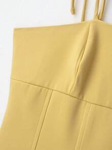 Bow Decor Camisole Top, Solid Color Minimalist Fashion, Suitable For Summer - Yellow - View 3