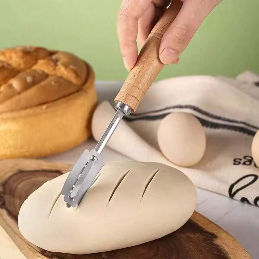 French Bread Knife, Kitchen Utensil, Baking Accessory, European Curved Toast Slicer, Dough & Pizza Cutter
