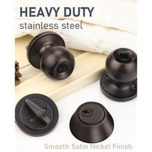 4 Pack Keyed Entry Door Knob And Single Cylinder Deadbolt Combination Set In Satin Nickel, Keyed Alike Exterior Knob Door Handle And Deadbolt Lock And Key, Round Locking Lever Handle Set - Aged Bronze - View 3