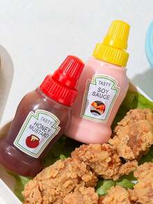 1/4 件迷你酱料瓶 - 便携式调味品挤压容器，用于盛放番茄酱、油、酱油和蜂蜜 - 塑料，非常适合办公室午餐，塑料便携式容器瓶办公室午餐盒野餐油酱蜂蜜沙拉酱香料瓶厨房用具公寓必需品返校，学校用品 - 彩色 - 查看 9