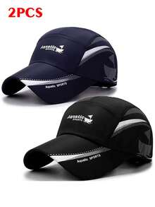 2 件速干轻质棒球帽 - 时尚帆船印花，透气网眼后背，可调节，适合户外运动、钓鱼、徒步旅行和城市散步 - 黑色、白色和海军蓝，划船配件