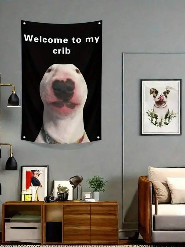 1pc TKLK Polyester Welcome To My Crib 2x3Ft Wall Flag With 4 Brass Grommets - Humorous Decorative Banner For Party, Yard, Bedroom, Bar, College Dorm Room