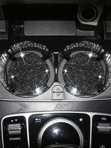 2 miếng lót ly chống trượt trang trí kim cương lấp lánh cho ô tô - màu đen - Xem 3