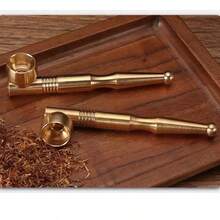 1 Stück reine Messing Doppel-Zweck Lang & Kurz Klassischer Stil Rauchpfeife mit Filter, tragbarer Handzigarettenhalter, perfekte Geschenkidee