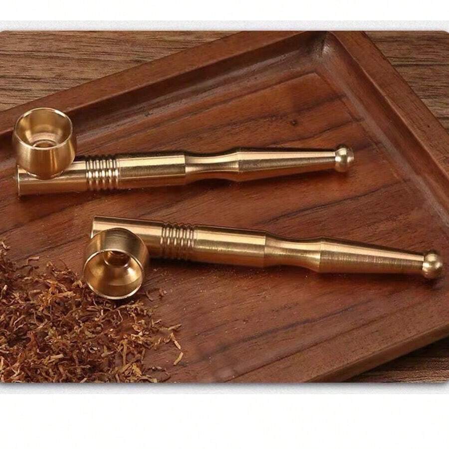 1 Stück reine Messing Doppel-Zweck Lang & Kurz Klassischer Stil Rauchpfeife mit Filter, tragbarer Handzigarettenhalter, perfekte Geschenkidee