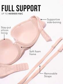 Smart & Sexy Women's Full Support Light Lined Strapless Bra, Support With Underwire For Exception Lift, Perfect For Weddings Halloween Christmas New Year