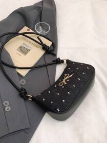 Nueva bolsa de mujer de moda casual, de un solo hombro, de PU en color negro/caqui/café, con lazo y herrajes metálicos, bolsa para monedas y bolsa de maquillaje