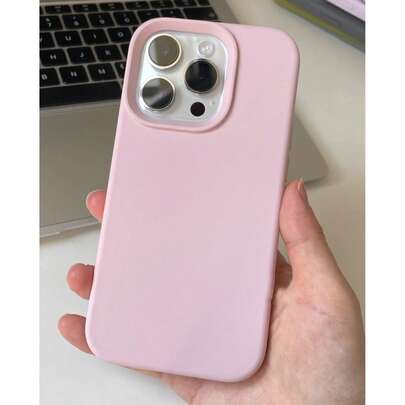 Solid Pink Liquid Silicone Phone Shockproof Case Compatible With IPhone 17/17 Air/17 Pro/17 Pro Max Also Fits 16 15 14 13 12 11 Pro Max Soft Rubber Texture Skin-Friendly Women's Day Birthday Gift Case Spring Anniversary Gift Birthday