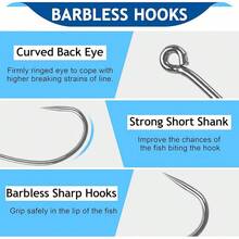 Barbless Fishing Hooks, 50/150pcs Carp Fishing Hooks Trout Hooks Circle Hooks Curve Shank Crank Fly Tying Hooks Carp Hair Fishing Bait Rigs For Freshwater Saltwater Fishing - 2#_150pcs - View 2