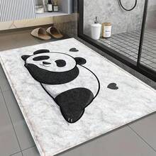 1 件可爱卡通熊猫超细纤维浴室地垫，防滑超柔软，可用作浴室地垫、门垫、吸水垫，可机洗，低绒毛，TPR 底背，针织面料，适用于浴室、卧室、厨房、玄关等室内/室外空间，浴室配件及乔迁礼物。 - 彩色 - 查看 2