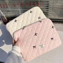 Cute Lingge Embroidered Bow Tablet Bag Laptop Bag Compatible With Macbook Full Of Girl Hearts