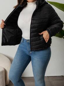 Giolshon 女士简约连帽羽绒外套，带口袋，羽绒夹克，适合春/秋/冬季