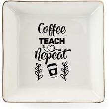 1pc Teacher Ceramic Jewelry Plate Pink Pattern Tray Gift, A Thoughtful Gift For Teachers, Express Your Love For Teachers, Suitable For Back To School Season Teacher's Day, Ideal Ring Jewelry Plate Gift