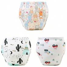 6件婴儿如厕训练裤 - 透气训练内裤，松紧腰身，柔软舒适，适合幼儿，多色可选，如厕训练，幼儿内裤，婴儿尿布裤，设计简约，面料耐用。送给男婴和女婴的最佳礼物