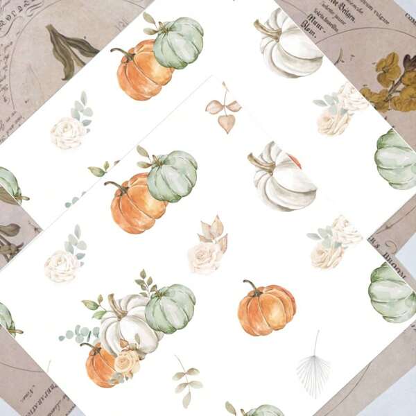 24pcs/48pcs/96pcs Pumpkin Pattern Napkins, Autumn Thanksgiving Harvest Theme Minimalist Painted Style Orange Green Pumpkin Leaf Design Napkins, Suitable For Birthday, Holiday, Christmas, Halloween, Thanksgiving, Farm, Party Decoration, Hotel, Western Restaurant, Kitchen, Dining Room, Outdoor, Garden, Dining Table, Bathroom