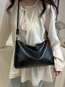 Bolso bandolera, de hombro y de mano minimalista con forma de media luna y correa ajustable, para mujer