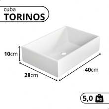 *PROMOÇÃO* Pia Para Banheiro Cubas de Sobrepor 40cm Apoio Lavabo Retangular Mármore Sintético Branca - Branco - Visão 7